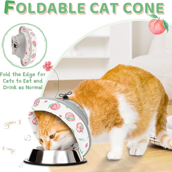 Cat Cone Collar Soft to Stop Licking, Adjustable, Foldable Lightweight Kitten Cones After Surgery Recovery for Cats & Kittens, Cat Cone Alternative (PinkWhite, S)-PawvioPets