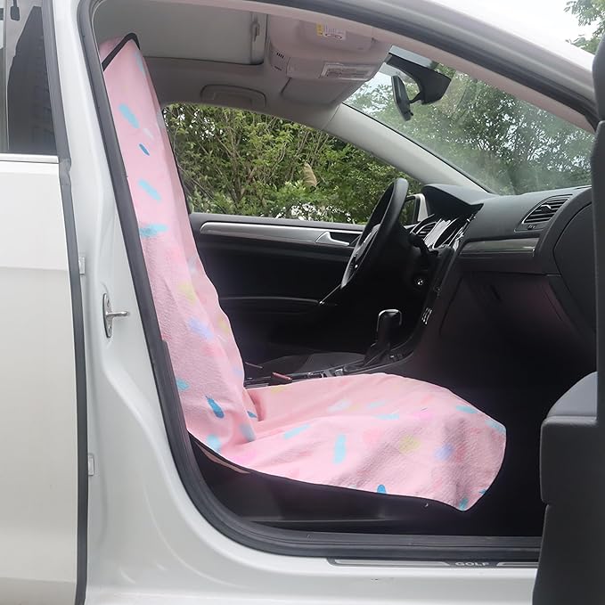 Car Seat Cover Protector Front Seats,for Gym Workout,Running,Swimming,Beach and Hiking,Waterproof Sweat Towel Bucket Seat Covers for Cars SUV Trucks (Pink Marbling, 1Pcs)-PawvioPets