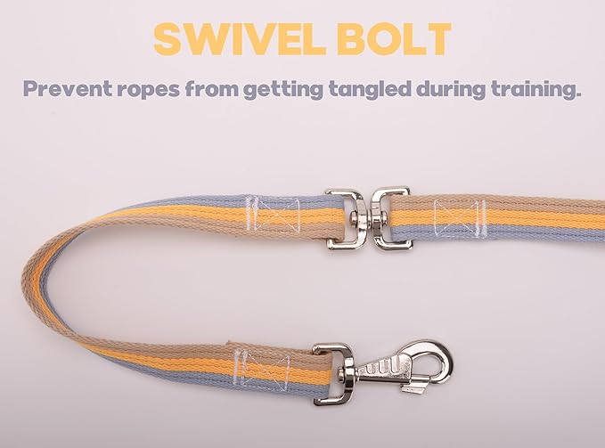 Cord Cotton Lunge Line with Rubber Stop，Equine Lunge Line for Horses with Swivel Bolt Snap，24 ft (Contrasting Colors, 24ft)-PawvioPets