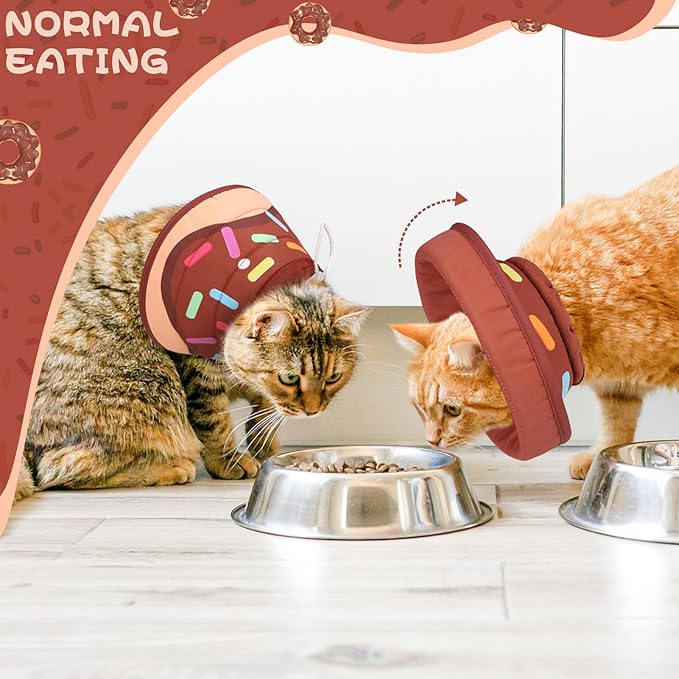 EXPAWLORER Cat Recovery Cone Collar- Soft Adjustable Pet Collar for After Surgery, Waterproof Elizabethan Protective Collar, Stop Licking Donut for Small Medium Kittens-PawvioPets