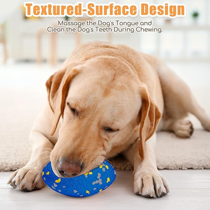 4.72" Indestructible Large Rugby Balls for Aggressive Chewers Durable Olive Bouncy Interactive Football Toy for Dogs Fetch Game Lightweight Floating Outdoor Training, Blue-PawvioPets