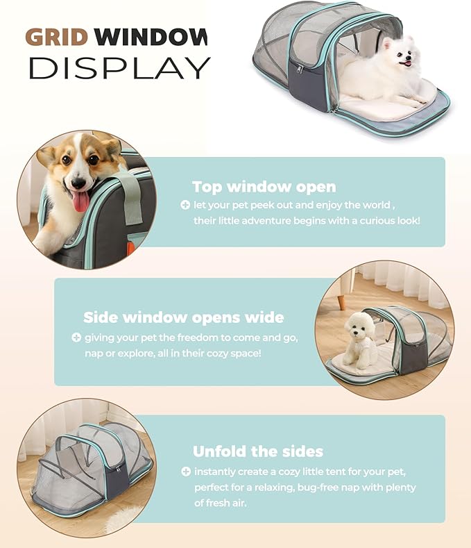 Expandable Pet Carrier Backpack, Cat Carrier Backpacks with Breathable Mesh for Cats Small Dogs Puppies Up to 25 Lbs Airline Approved Waterproof Travel Carrier with Safety Buckle for Hiking & Flights-PawvioPets