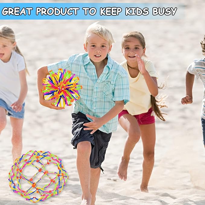 2Pcs Colorful Sphere Expandable Breathing Balls Fidget Toy-Stress Reliever ,Collapsible Expanding Magic Ball Toys from 6" to 12"for Kids & Adults Mindfulness Meditation Practices,Yoga -ADHD-PawvioPets