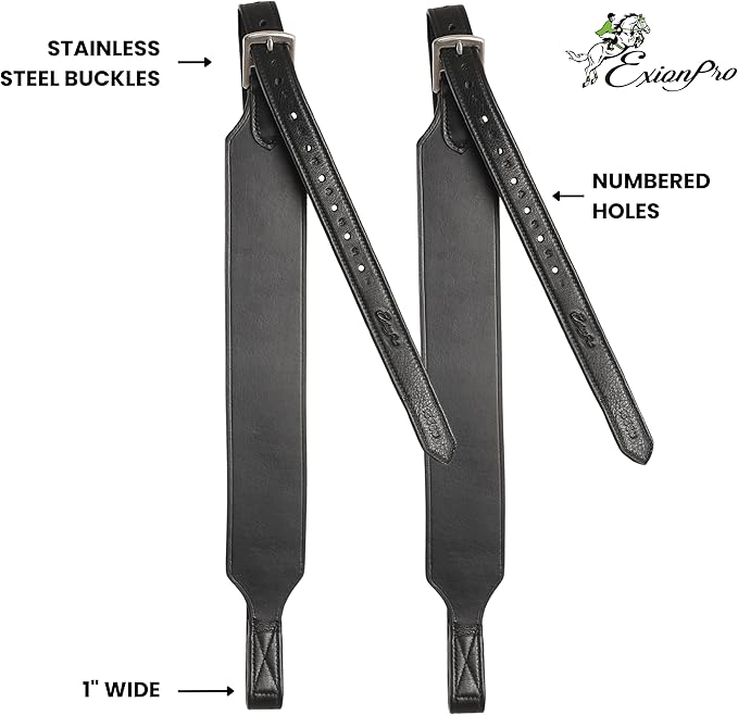 Exion Wide Stability Stirrup Leathers for English Saddles | Premium Cowhide Leather | Enhanced Leg Stability & Comfort | Sizes: 48" to 62"-PawvioPets