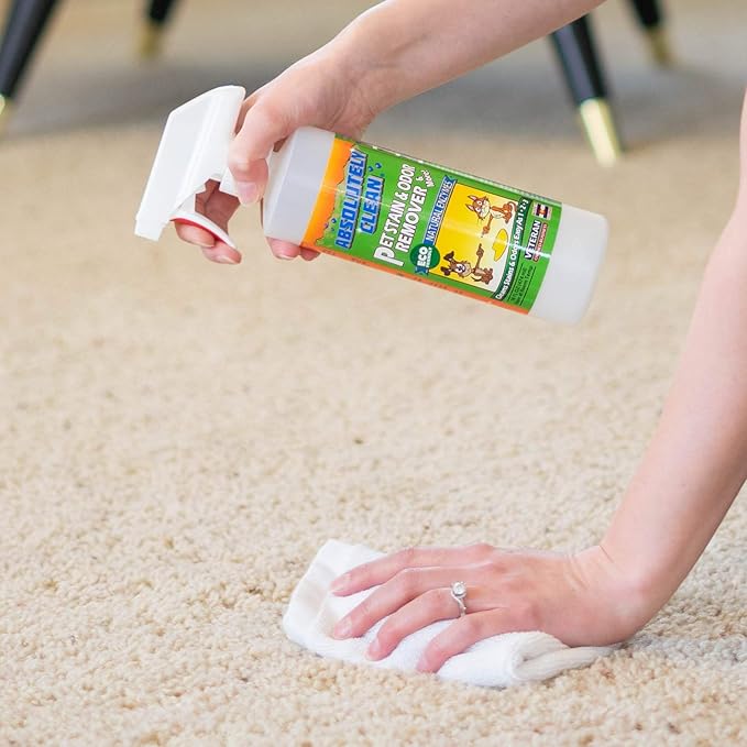 Absolutely Clean Amazing Pet Odor Eliminator for Home, Professional Strength: Natural Enzymes Remove Most Stains in 60 Seconds -Dog/Cat Urine, Vomit, Bile, Feces, Grass, Blood, Drool, More -USA Made-PawvioPets