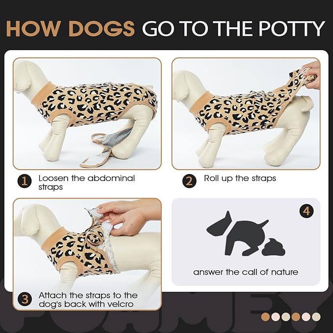 FUAMEY Recovery Suit for Dogs After Surgery,Soft Breathable Dog Bodysuit E-Collar & Cone Alternative Surgical Suit,Male Female Dog Neuter Spay Suits Anti Licking Wounds Onesie Brown Leopard XS-PawvioPets