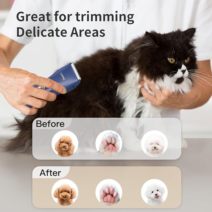 Dog Cat Home Hair Waterproof Clipper Portable Electric USB Rechargeable Pet Grooming Tools Low Noise Shaver Cordless Trimmer for Small and Large Pets-PawvioPets