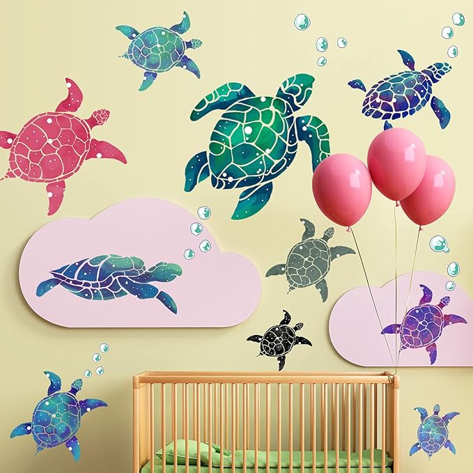 Amaonm Creative 3D Ocean Tortoise Wall Sticker Removable Under The Sea Animal Wall Decals Sea Turtle Peel and Stick Decor for Kids Baby Girls Boys Bedroom Bathroom Living Room Nursery Decoration-PawvioPets