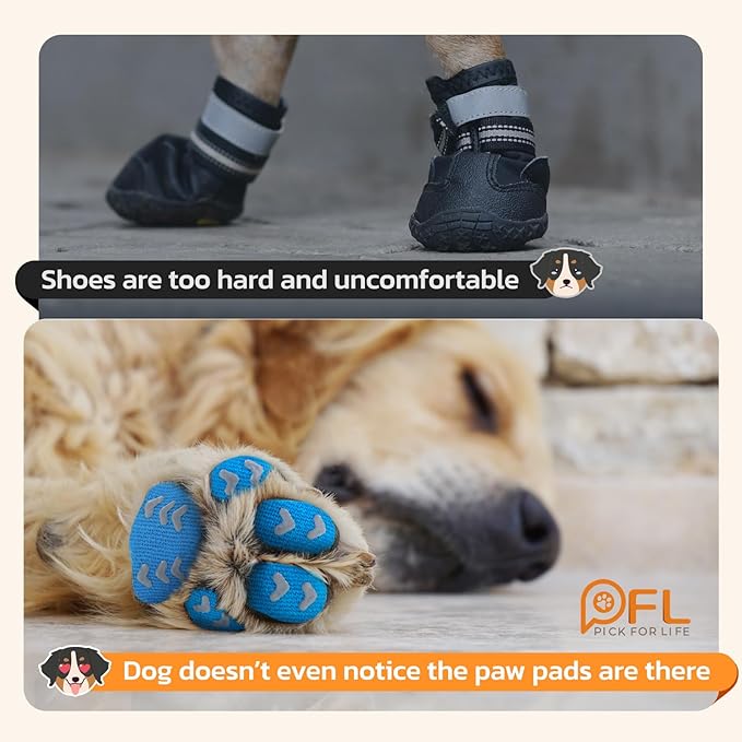 Anti-Slip Dog Paw Protector Pads for Senior Dogs, Dog Paw Blue Stickers with Strong Traction on Hardwood Floor, Dog Essentials,12sets(48pcs) XXL (61-80lbs)-PawvioPets