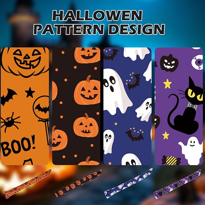 EXPAWLORER Halloween Cat Toys, 4 pcs Soft Pillow Catnip Toys with Bells Inside, Interactive Bite Resistant Fish Shape Kicker Toys for Indoor Kitten Playing-PawvioPets