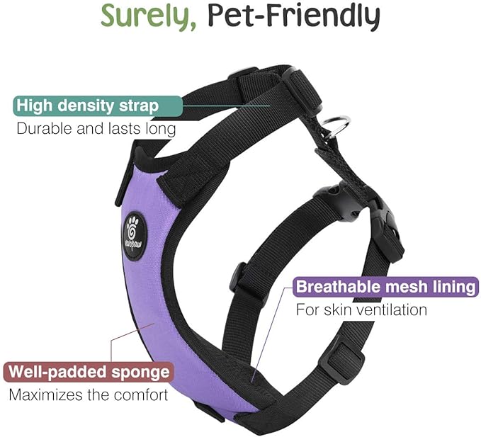 Dog Seat Belt, Safety Vest Dog Car Harness with Adjustable Buckle Dog Seat Belt for Vehicle Nylon Pet Safety Seat Belts Heavy Duty(XL, Purple)-PawvioPets