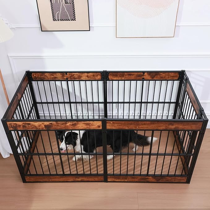 Dog Playpen, 35.4" Height Dog Pen Indoor, Heavy Duty, Safe and Sturdy, Furniture Style Puppy Pen-PawvioPets