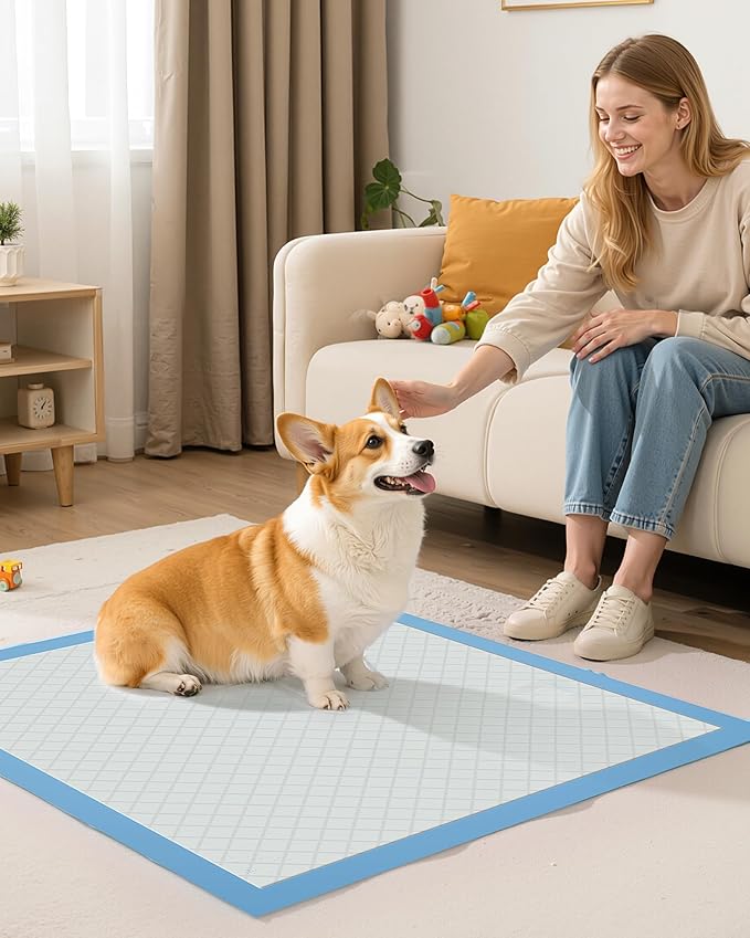 150-Pack Large Puppy Pads - 22'' x 22'' Pee Pads for Dogs Potty Training with Leak-Proof Quick-Dry Design, 6-Layer Dog Pads Large, Blue-PawvioPets