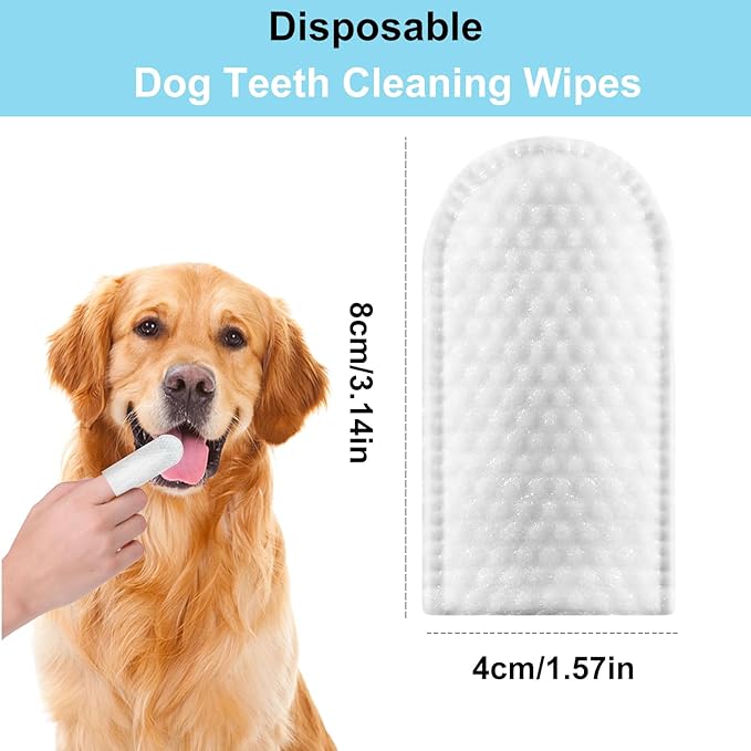 Dog Teeth Finger Wipes Cat Dental Finger Wipes, Puppy Teeth Cleaning Wipes, Pet Oral Care Pack of 50-PawvioPets