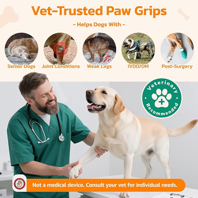 Anti-Slip Dog Paw Protector Pads for Senior Dogs, Dog Paw Pink Stickers with Strong Traction on Hardwood Floor, Dog Essentials,12sets(48pcs) S(4-10lbs)-PawvioPets