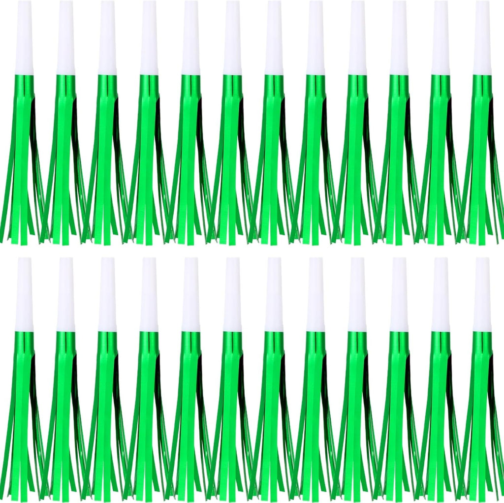Metallic Fringed Noise Makers, for Noise Makers Party Favors, New Year Party, Baby Shower, Kids Birthday, 24 Pcs, Green