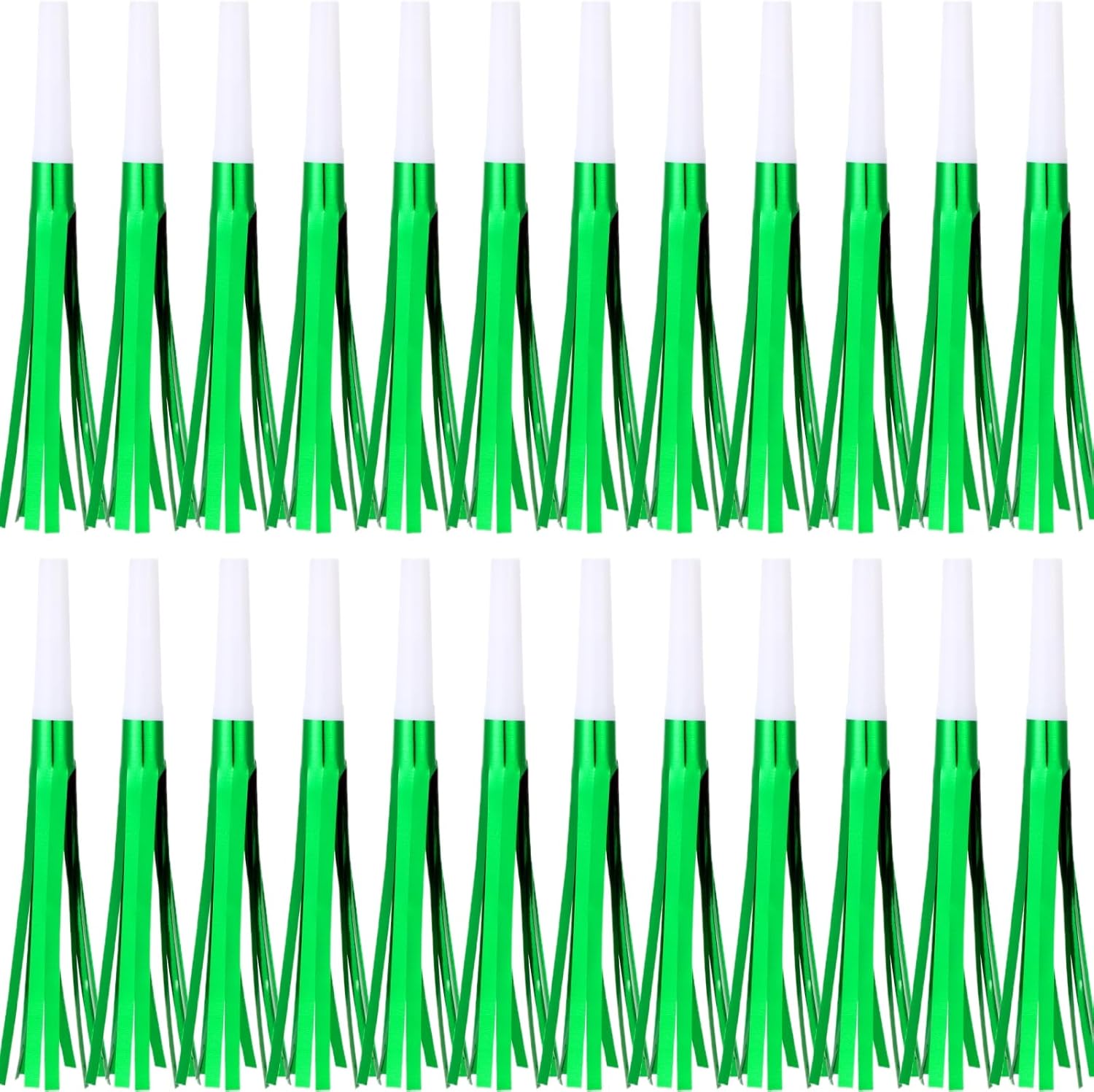 Metallic Fringed Noise Makers, for Noise Makers Party Favors, New Year Party, Baby Shower, Kids Birthday, 24 Pcs, Green