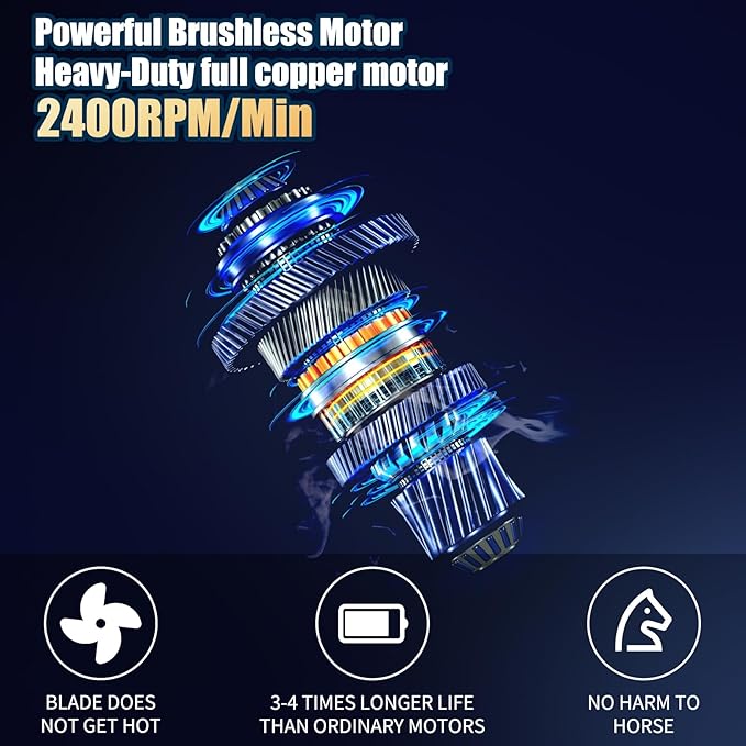 Cordless Electric Professional Horse Clippers,Horse Clippers with 2 PCS Rechargeable Lithium Battery,6 Speeds Heavy Duty Animal Grooming Clippers for Thick Coat-PawvioPets