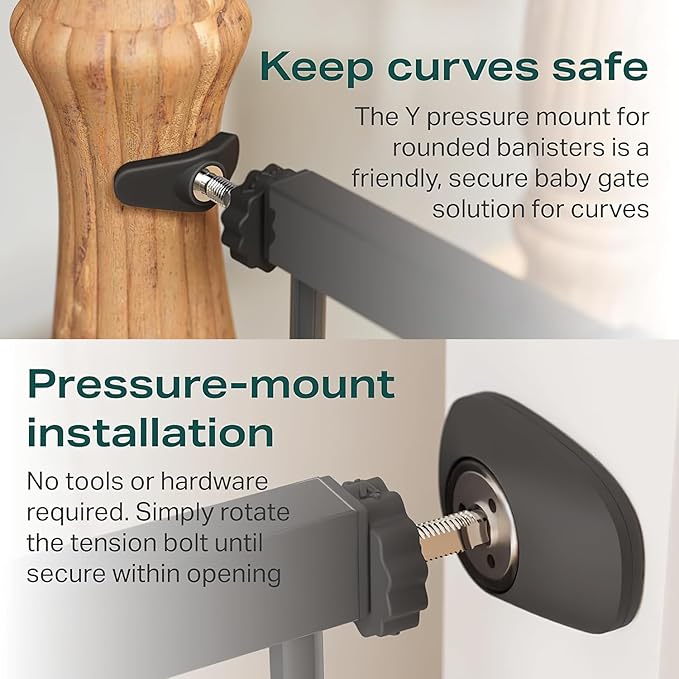 Cumbor 29.7-46" Baby Gate for Stairs, Mom's Choice Awards Winner-Auto Close Dog Gate for The House, Gifts for Mom, Easy Install Pressure Mounted Pet Gates for Doorways, Black-PawvioPets