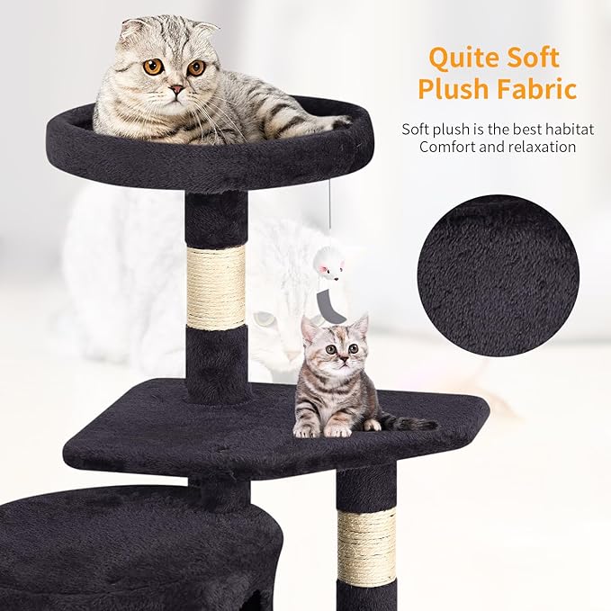 BestPet Cat Tree 36 inch Tall Scratching Toy Activity Centre Cat Tower Cat Condo Multi-Level Furniture Scratching Posts for Indoor Cats,Dark Gray-PawvioPets