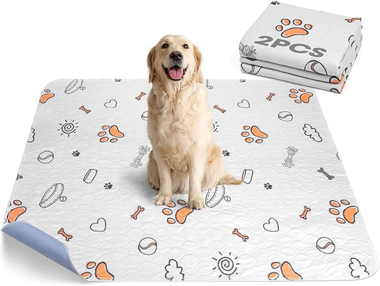 FURTIME Washable Pee Pads for Dogs, 2 Pack Large 41''x41'' Super Absorbent Reusable Dog Training Pads, 100% Waterproof Non-Slip Whelping Playpen Crate Mat Bed Products Gray (Gray Puppy Pads-41x41)-PawvioPets