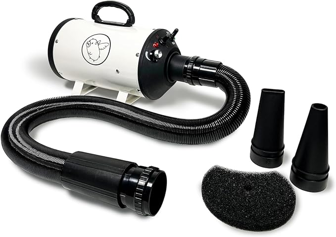 Flying Pig High Velocity Dog Pet Grooming Dryer w/Heater (Flying One, White w/Black Logo)-PawvioPets