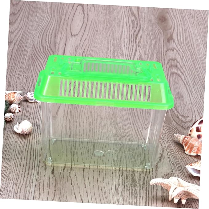 Betta Fish Tank LED Fish Tank Plastic Aquarium Gallon Fish Bowl Small Betta Tank Fish Box with Portable Goldfish Bowl Frog Suite Travel Green Portable Fish Tank Travel-PawvioPets