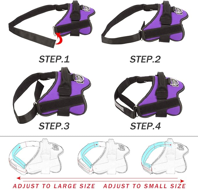 Bolux Dog Harness, No-Pull Reflective Dog Vest, Breathable Adjustable Pet Harness with Handle for Outdoor Walking - No More Pulling, Tugging or Choking (Purple, L)-PawvioPets