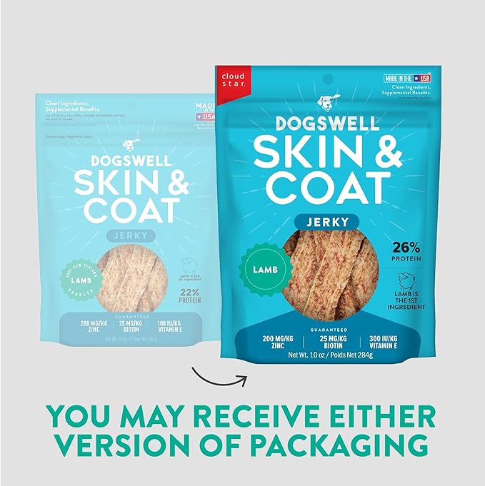 Dogswell Skin & Coat Jerky Dog Treats, Lamb, 10 oz. Bag-PawvioPets