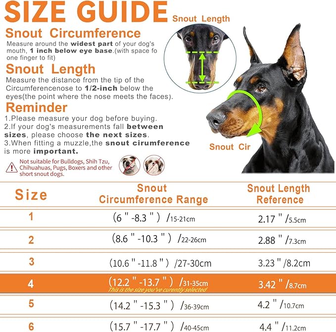 Dog Muzzle – Lightweight Breathable Basket Muzzle, Anti-Biting & Chewing, Adjustable Fit for Small, Medium & Large Dogs(Size 4)-PawvioPets