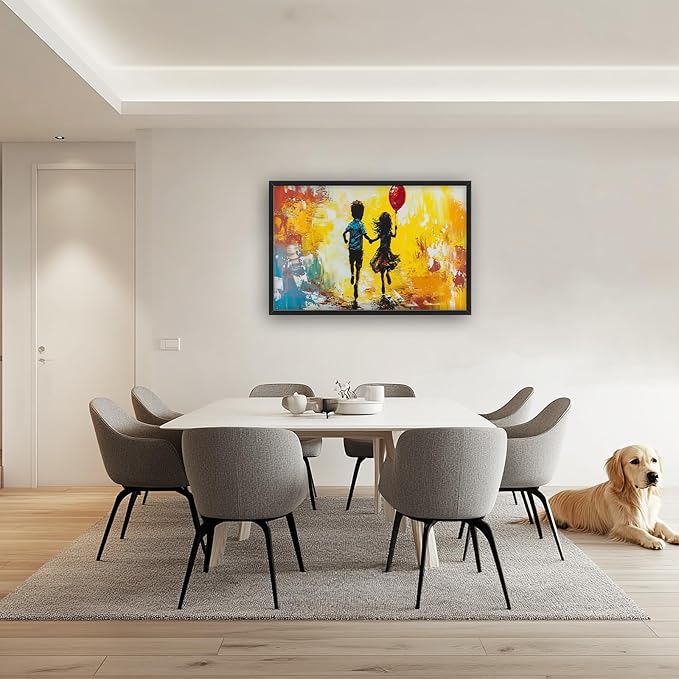 Framed Large Banksy Wall Art for Living Room, Oversized Colorful Graffiti Children Wall Decor, Peaceful Canvas Painting Pictures Modern Artwork Home Decoration for Living Room Bedroom 36"x24"-PawvioPets