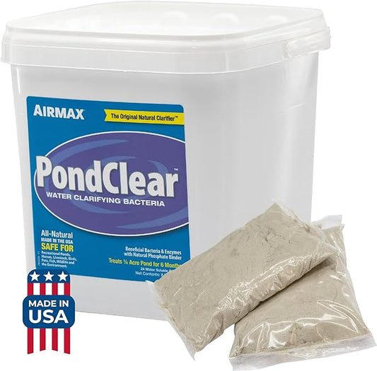 Airmax PondClear Packets, Beneficial Bacteria & Enzyme Clarifier Treatment with Ecoboost PRx, Clear & Clean Pond & Lake Water, Safe for Fish, 24 Count-PawvioPets