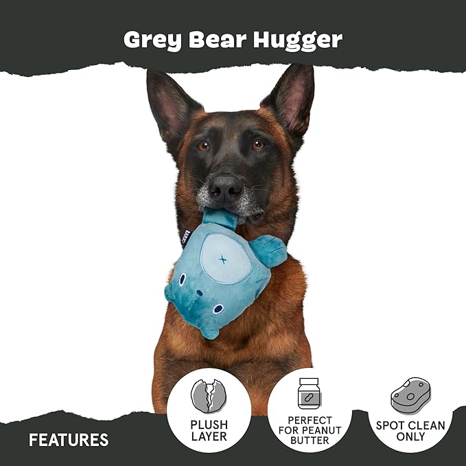 Barkbox Grey Bear Hugger Super Chewer 2-in-1 Plush Exterior Hard Core Plush Toy, Large Breeds-PawvioPets
