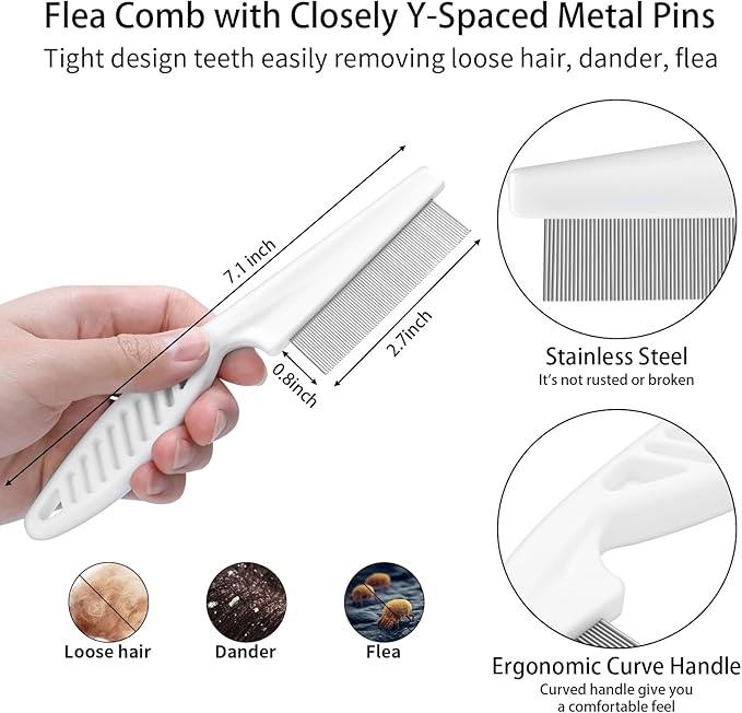 3 PCS Dog Grooming Brush Kit – Self Cleaning Slicker Brush for Shedding Short & Long Haired Dogs & Cats. Removes Loose Fur, Undercoat, Mats, Tangles for Small, Medium & Large Pets. Blue-PawvioPets