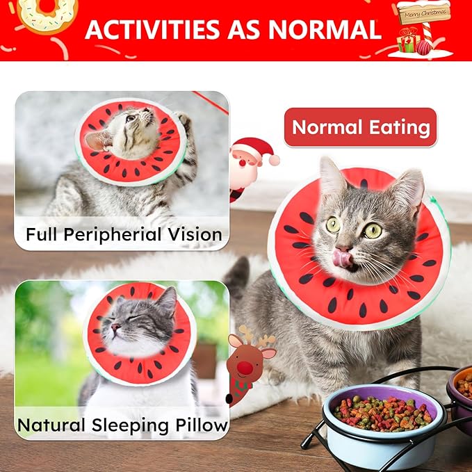 Cat Cone Collar Soft, Waterproof Cat Recovery Collar for Wound Healing Cute Cat Donut Adjustable Cat Cones to Stop Licking Comfortable Neck Elizabethan Collars for Cats Kittens After Surgery-PawvioPets