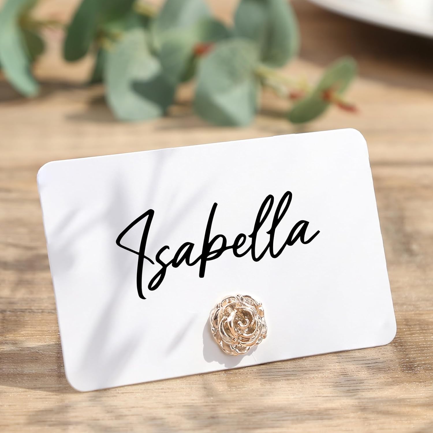 UNIQOOO 12Pcs Decorative Rose Floral Place Card Holders Bulk, Luxury Gold Metal Name Card Stands Set, for Wedding Table Setting, Business Card, Name Tag, Party Food Labels