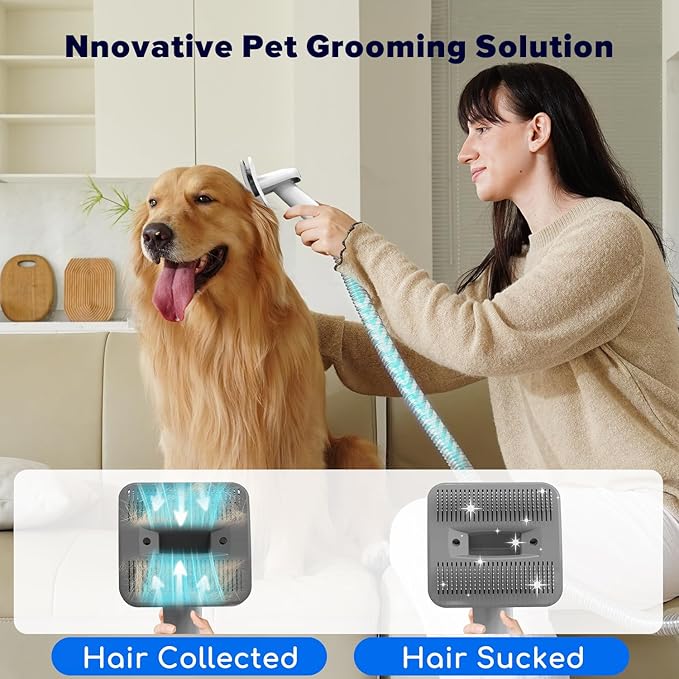 Dog Grooming Kit & Dog Hair Vacuum,15000 Pa Powerful Suction, Pet Grooming Vacuum Removes 99% Pet Hair, Includes Clippers, Brush, Nail Trimmer Grinder, Stainless Steel-PawvioPets