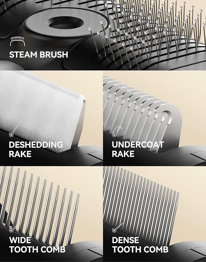 5-in-1 Cat Hair Brush & Gromming Rakes, Cat Steam Comb for Long or Short Haired Indoor Cats, Dog Hair Spritz Comb for Deshedding and Untangling, Pet Brush for Dog Kitten Rabbit Massage-PawvioPets