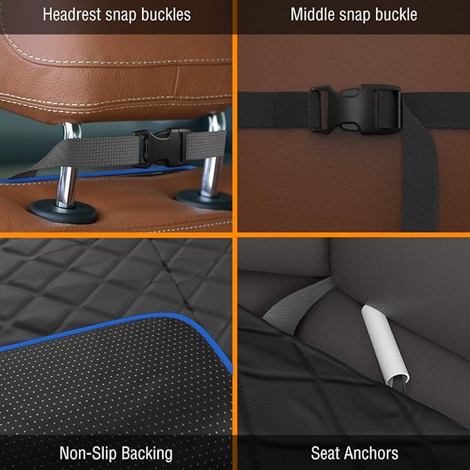 Active Pets Dog Car Seat Cover, Waterproof Front Seat Protector for SUV Truck Sedan, Pet Safety Travel Comfort System with Universal Fit, Blue-PawvioPets