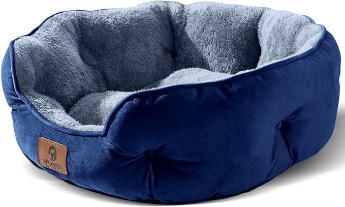 Asvin Medium Dog Bed for Medium Dogs, Large Cat Beds for Indoor Cats, Pet Bed for Puppy and Kitty, Extra Soft & Machine Washable with Anti-Slip & Water-Resistant Oxford Bottom, Blue, 25 inches-PawvioPets