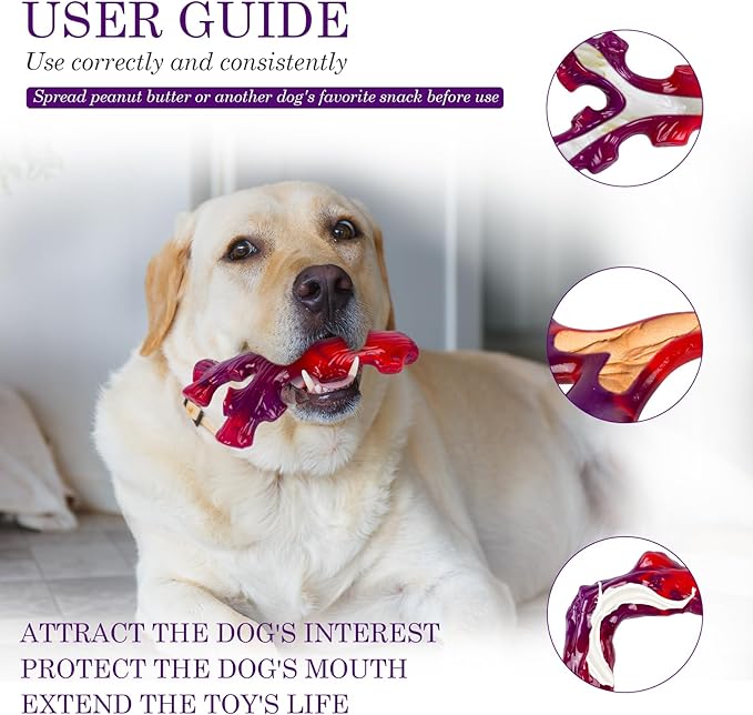 3 Pack Indestructible Dog Chew Bones for Aggressive Chewers - Heavy Duty Long Lasting Chew Toys for Large Dogs, Nylon Teeth Cleaning Toys-PawvioPets