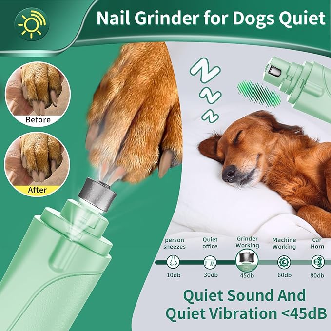 Dog Nail Clippers & Cat Nail Clipper with Catcher, 2 in 1 Dog Nail Trimmers & Grinder with Light for Large Small Dogs Cats,Silent Groom Pro Claw Trimmer, Rechargeable Dogs Nails Grinder Quiet-PawvioPets