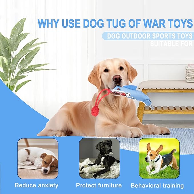 Dog tug of war Toy with Handle,Interactive Dog Toys with Squeak for Aggressive chewers, Durable Bungee Cord Toy with chew Ball-PawvioPets