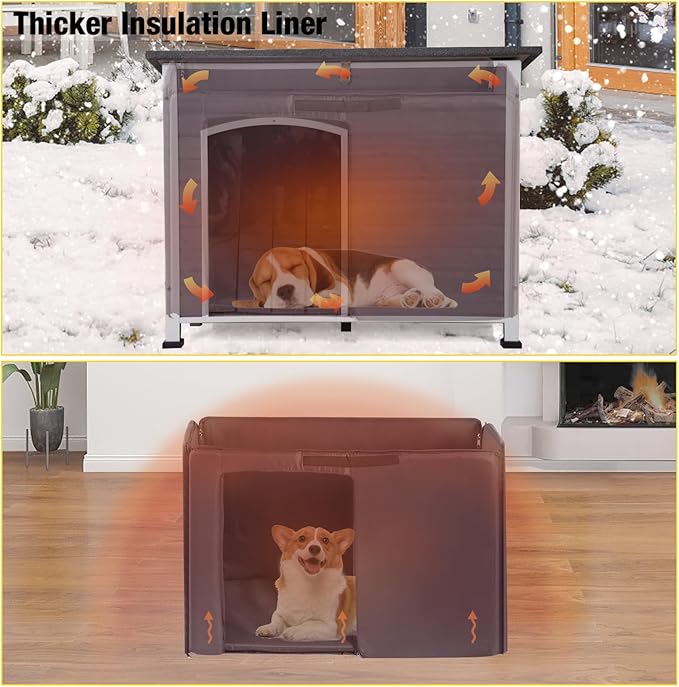 Aivituvin Insulated Dog House for Winter Outdoor Dog Kennel with All-Around Iron Frame- 100% Insulated Guarantee-PawvioPets