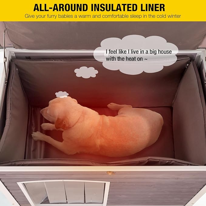 Aivituvin Insulated Dog House for Winter Outdoor Dog Kennel with All-Around Iron Frame- 100% Insulated Guarantee-PawvioPets