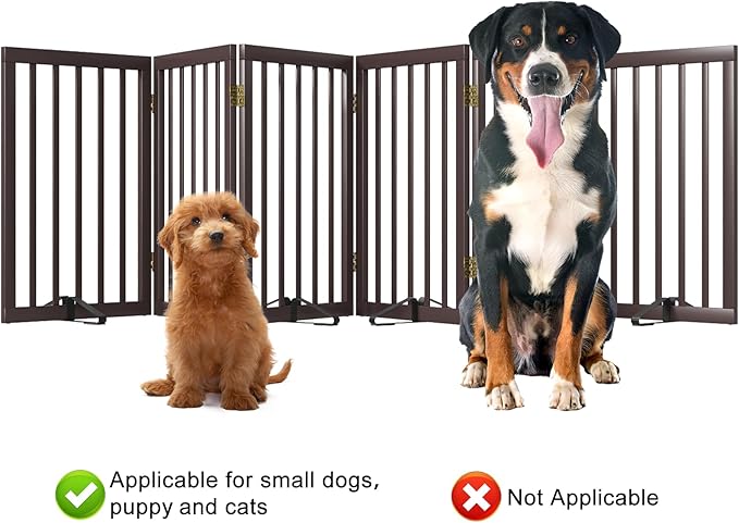 Dog Gates for The House Doorways Extra Wide 110 Inches Wood Freestanding Pet Gates for Dogs Indoor Fence with Support Stands-PawvioPets