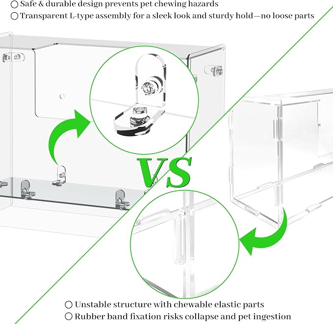 Acrylic Rabbit Hay Feeder with Lid, Transparent Hanging Food Dispenser Hay Feeder for Bunny Rabbits Guinea Pig Cage Chinchillas Hamsters Small Pets and Animals（Medium-PawvioPets