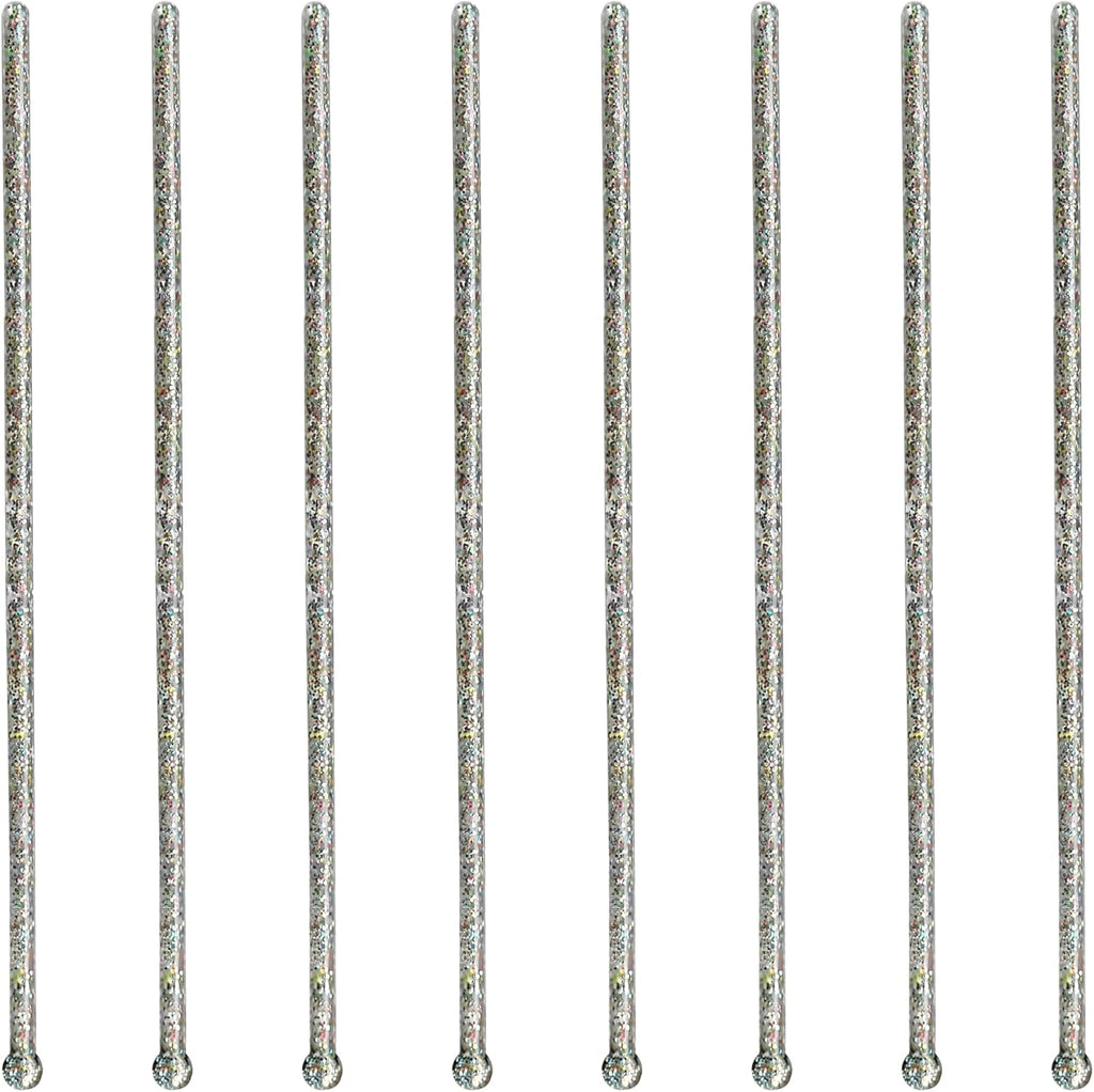 Royer Cocktail Stirrers - PRIDE Cocktail Glitter for Drinks, Perfect LGBTQ+ Party Drink Mixer & Decorations | 6 inches - Rainbow Glitter Stick with Disco Ball Design (D50)