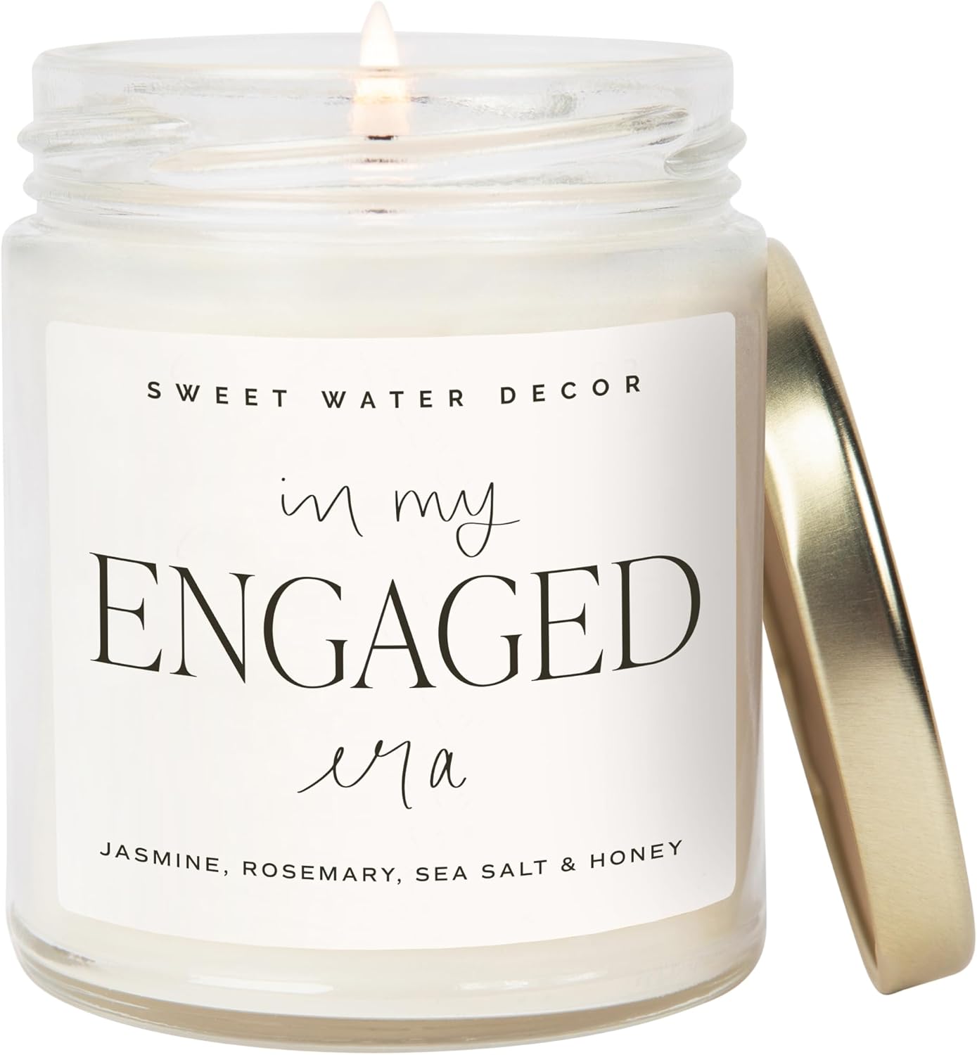 Sweet Water Decor in My Engaged Era Candle - Engagement and Bridal Shower Gifts for Her - 9 oz Soy Candle in Clear Jar with 40+ Hours Burn Time, Made in The USA