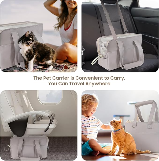 Dog Carriers for Small Dogs, Soft Sided Folding Small Dog Carrier for Dogs Medium Cats Puppies up to 13 Lbs, Washable Breathable Puppy Carrie Carrier for Outdoor Travel (Small Gray)-PawvioPets